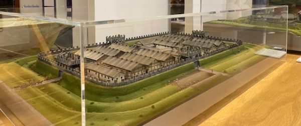Photograph of the model of Crawford fort inside Biggar Museum (side view)